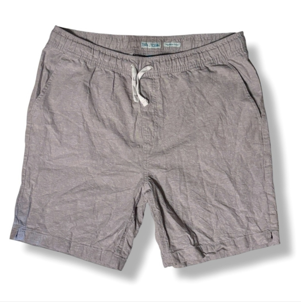 TENTH + OCEAN Tan Washable Linen Blend Shorts 8” Inseam